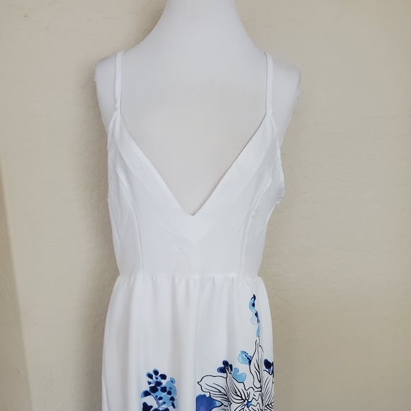 Laklook White floral Watercolor Ruffle-Hem Hi-Low - Picture 5 of 8